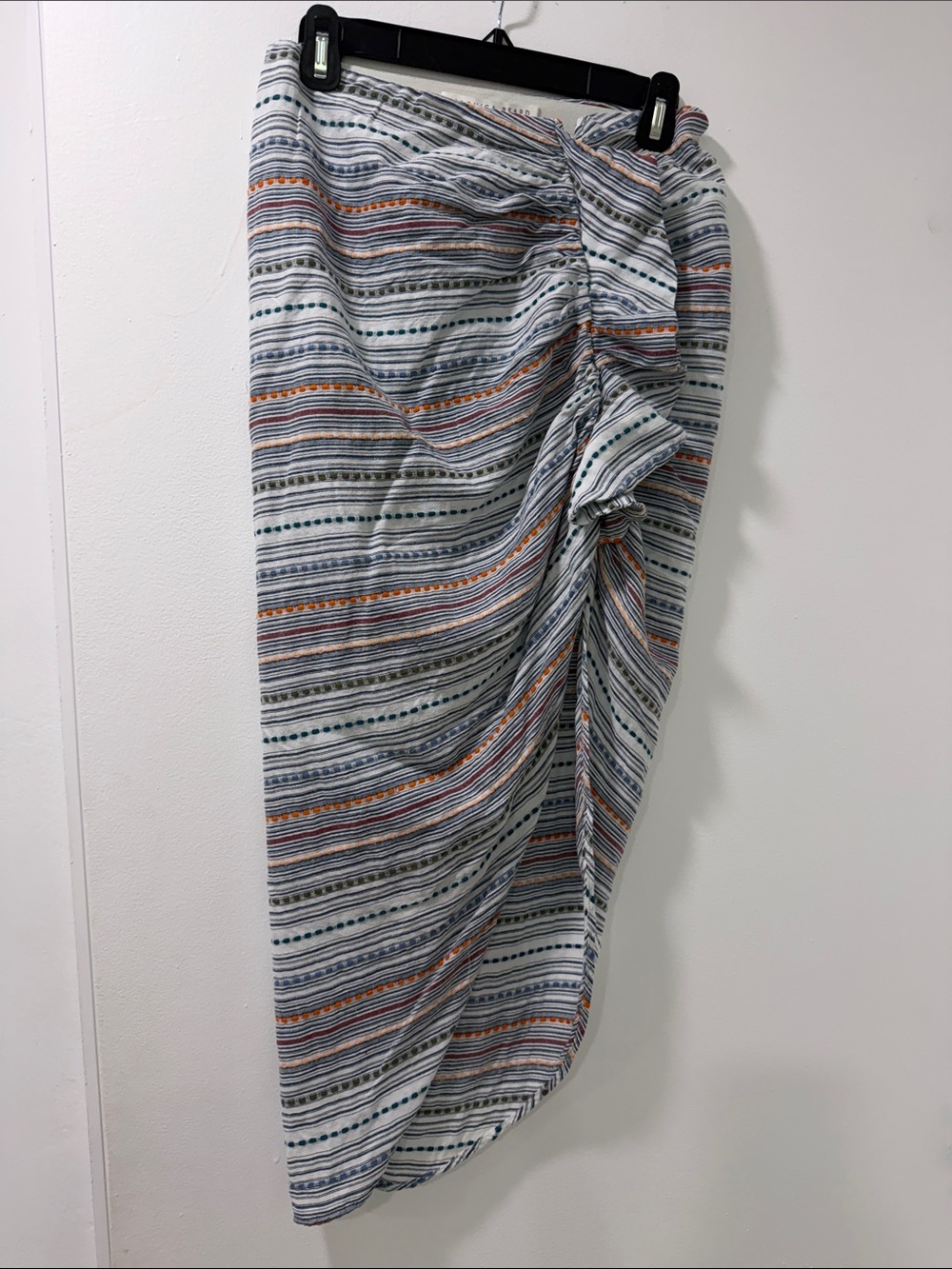 Veronica Beard Striped Wrap Sarong in White, Blue & Orange